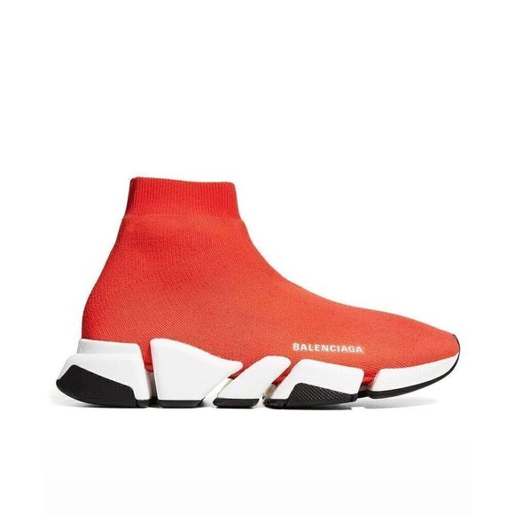 BALENCIAGA Speed 2.0  Knit Sock Trainer Sneakers Red White Black 40 - Picture 1 of 5